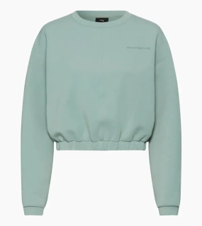 PORSCHE Crew-neck jumper Cayenne Electric Lifestyle Svetr dámský s výstřihem ke krku krátký volnočasový sportovní mátová zelená