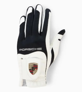 PORSCHE Men's Golf Glove Rukavice pánská na golf levá černobílá s logem a erbem