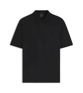 PORSCHE DESIGN Polo Shirt with gloss branding Porsche x BOSS Polokošile tričko s límečkem a knoflíčky s reliéfní grafikou černá