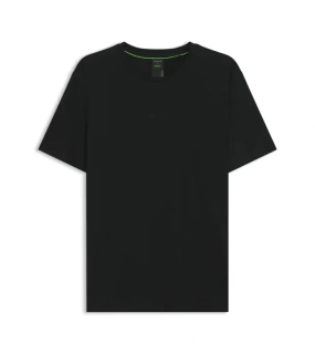 PORSCHE DESIGN Mercerised-cotton T-shirt with gloss logo Porsche x BOSS Tričko z mercerované bavlny s potiskem na zádech a reliéfním logem černá