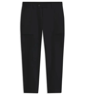 PORSCHE DESIGN Regular-fit Trousers in stretch fabric Porsche x BOSS Kalhoty neformální i volnočasové s reliéfním logem mírně strečové černé